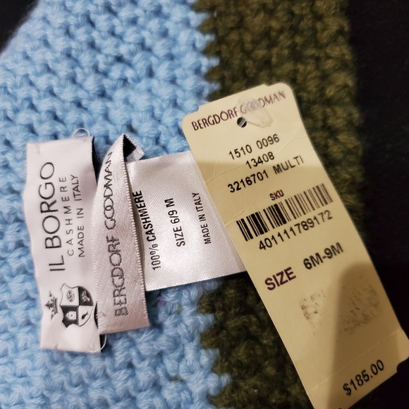 BERGDORF GOODMAN BLUE BABY CASHMERE BEANIE 6/9 MOS - Picture 4 of 4